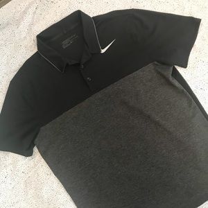 NIKE Black and Gray Colorblock Polo Shirt